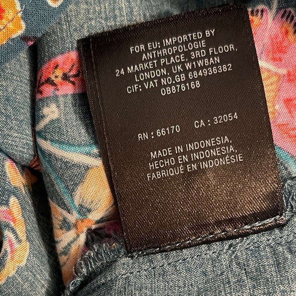 MAEVE  Teal Floral Print Button-down Top with Ruffle Flared Sleeves XS - Picture 4 of 9